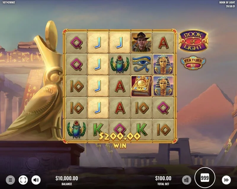Book of Lights – nyerővonal az alapjátékban Multiplier Wild funkcióval